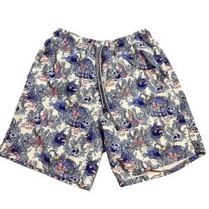 Peter Millar Seaside Blue Skulls Fish Swim Trunks Shorts Men’s Size Small Beach